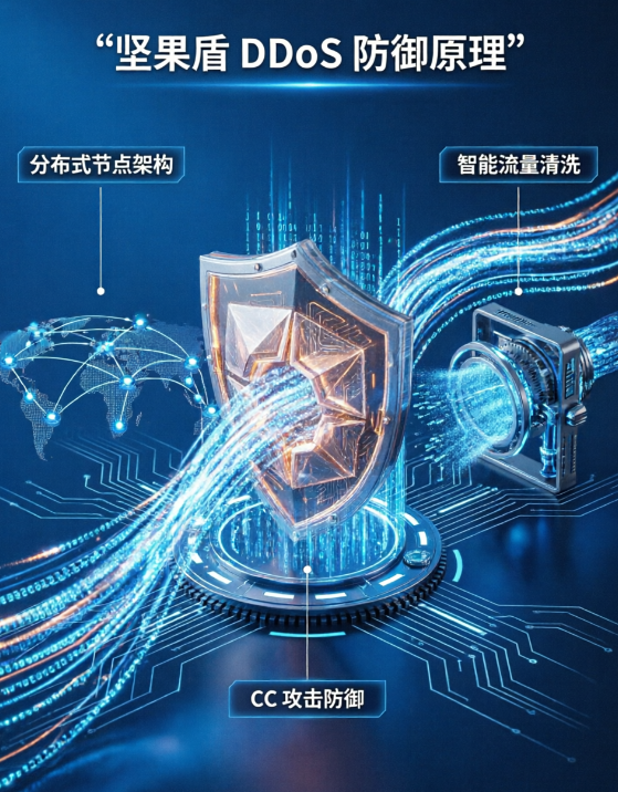 坚果盾高防CDN防御DDOS攻击原理图