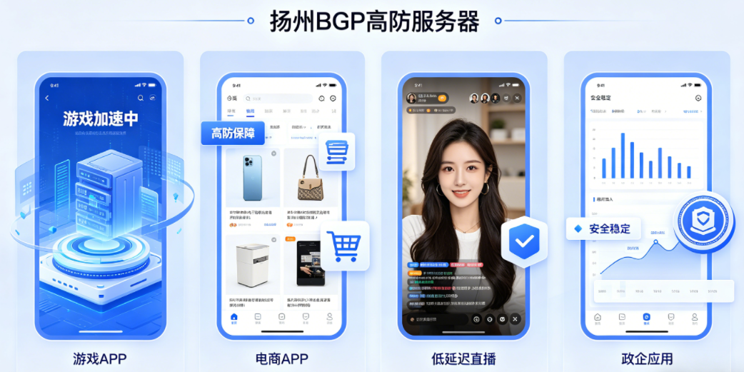扬州BGP高防服务器游戏电商APP直播政企应用场景