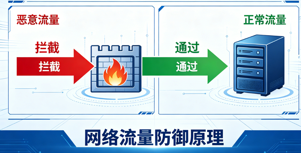 坚果盾原生硬件防火墙源头封堵UDP及海外恶意流量原理图