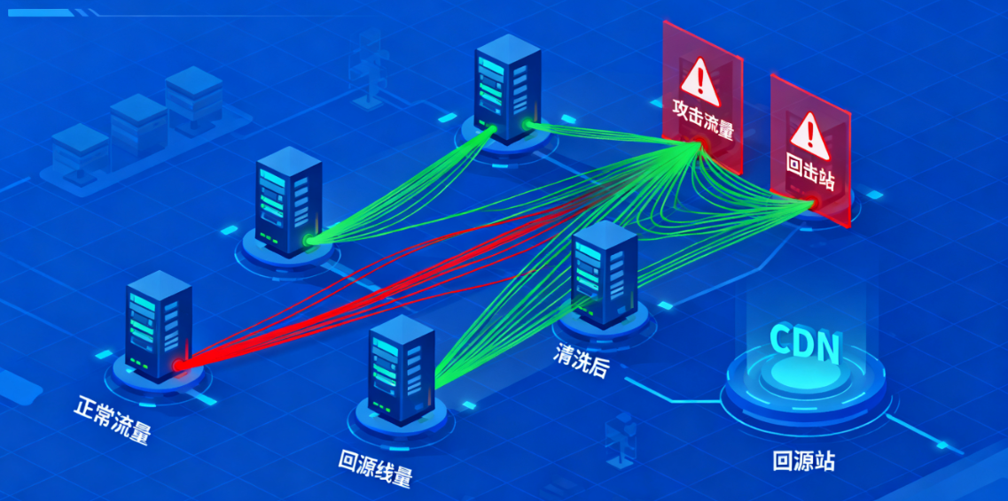 坚果盾高防CDN抵御攻击原理图