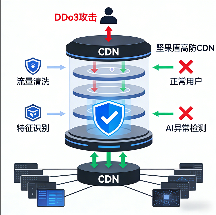 高防CDN工作原理示意图